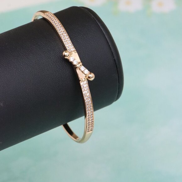 Rose Gold Bangle with Elegant Diamond-Studded Cross Accent Design, XPBL0587 - Picture 5 of 12